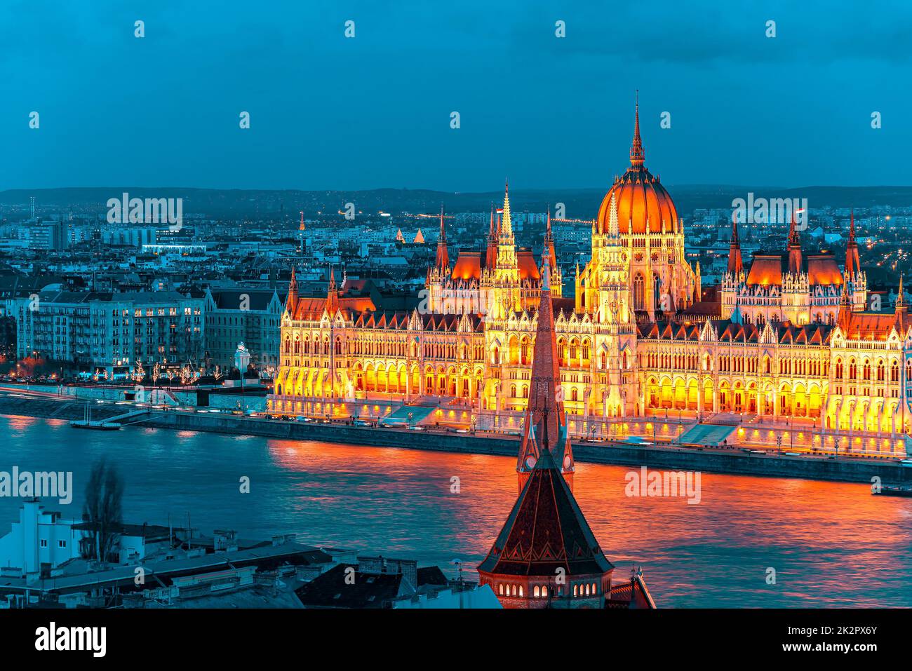 Parlamentsgebäude in Budapest, Ungarn im Winter Stockfoto