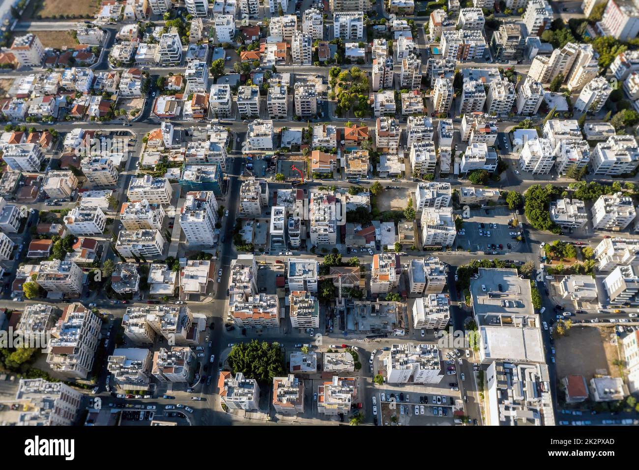 Draufsicht auf das Wohngebiet in Limassol, Zypern Stockfoto