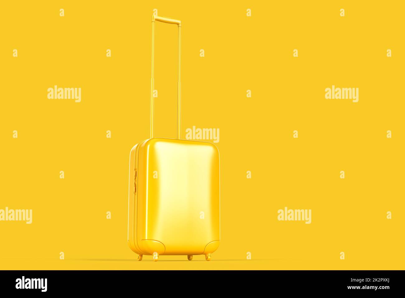 Einzelne Reisetasche auf gelbem Hintergrund. 3D-Rendering Stockfoto