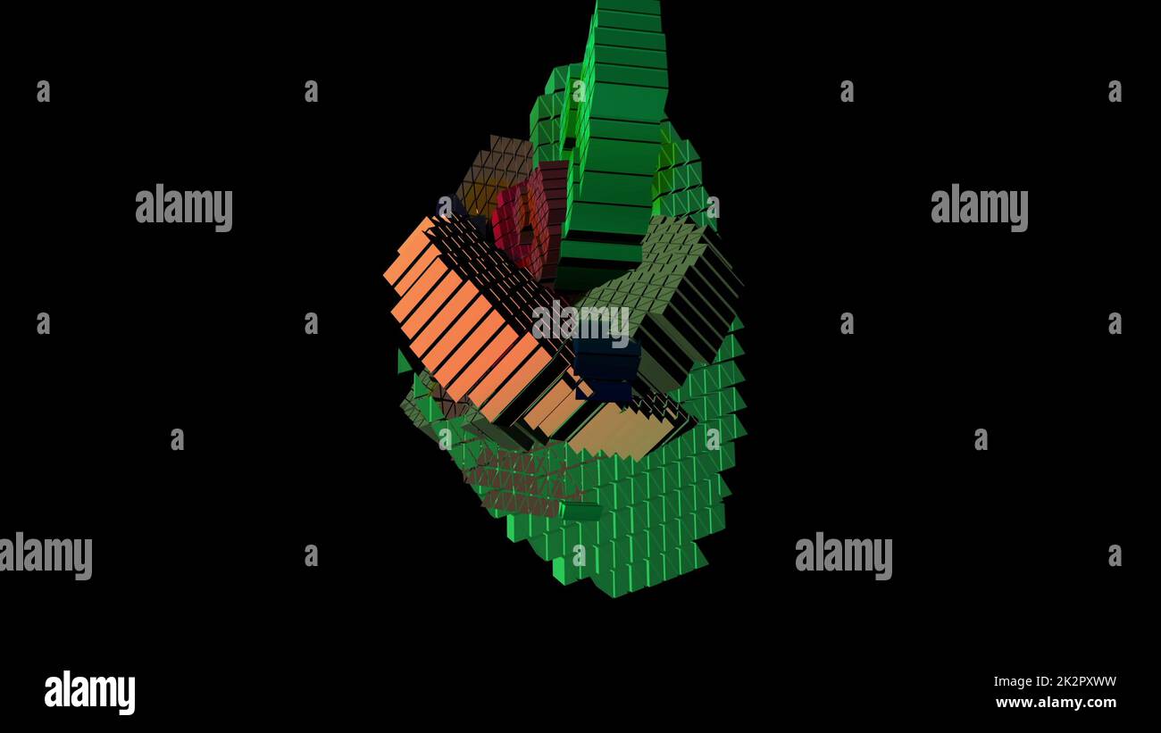 3D Darstellung eines geometrischen Objekts über Schwarz Stockfoto