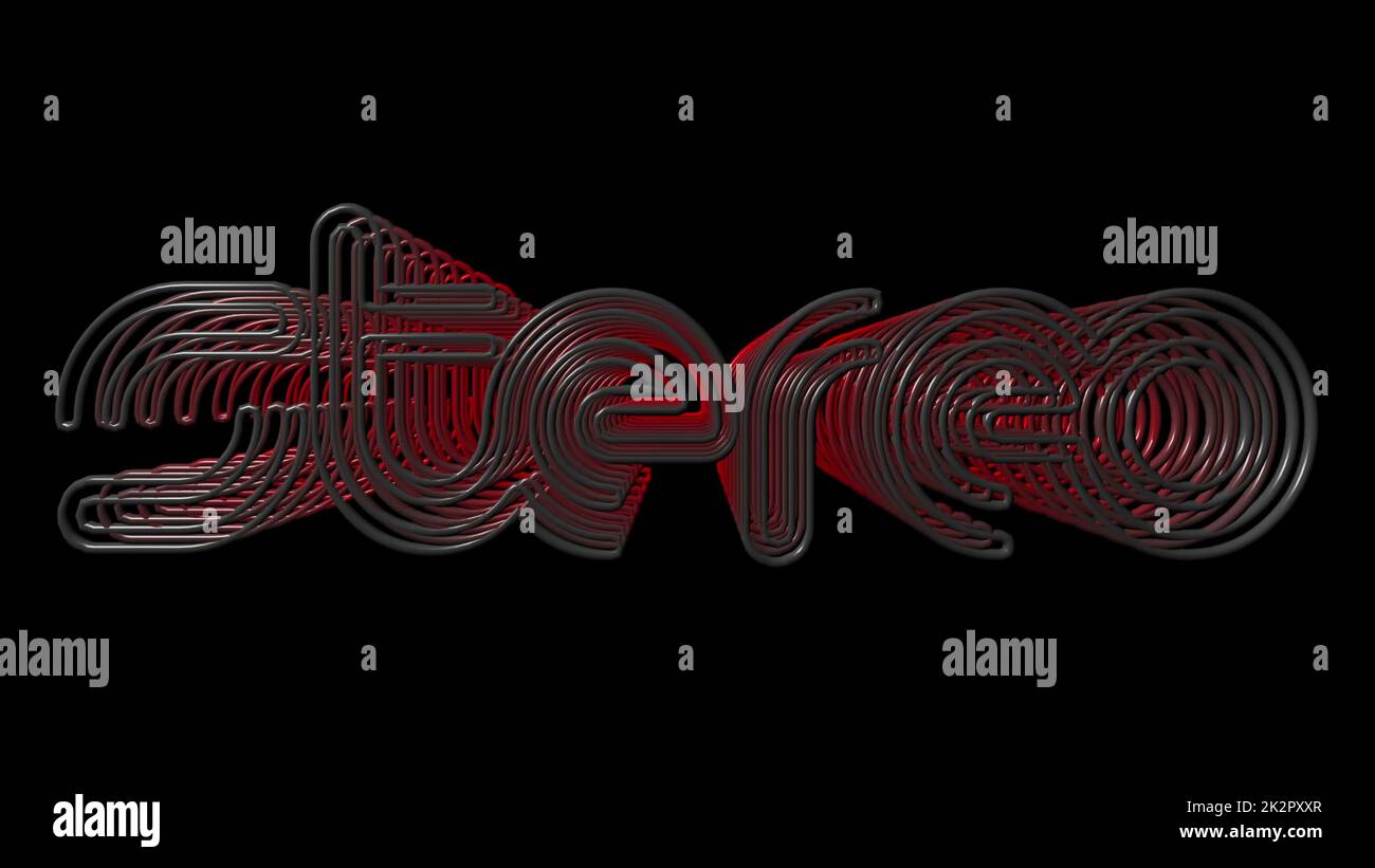 3D Abbildung Stereo-Schild über schwarz Stockfoto
