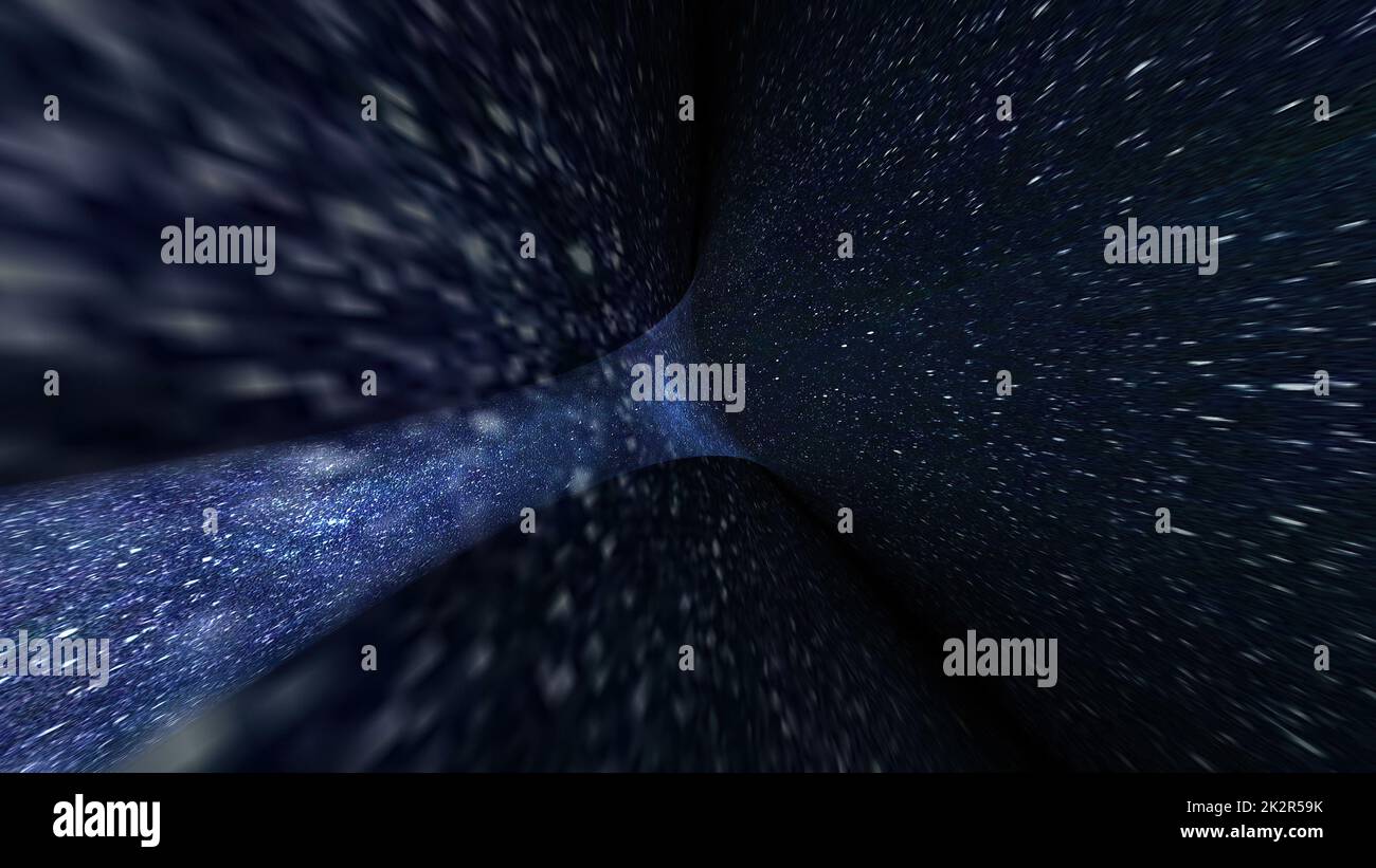 Tauchen Sie durch den schnellen Hyperwarp-Stars-Tunnel Stockfoto