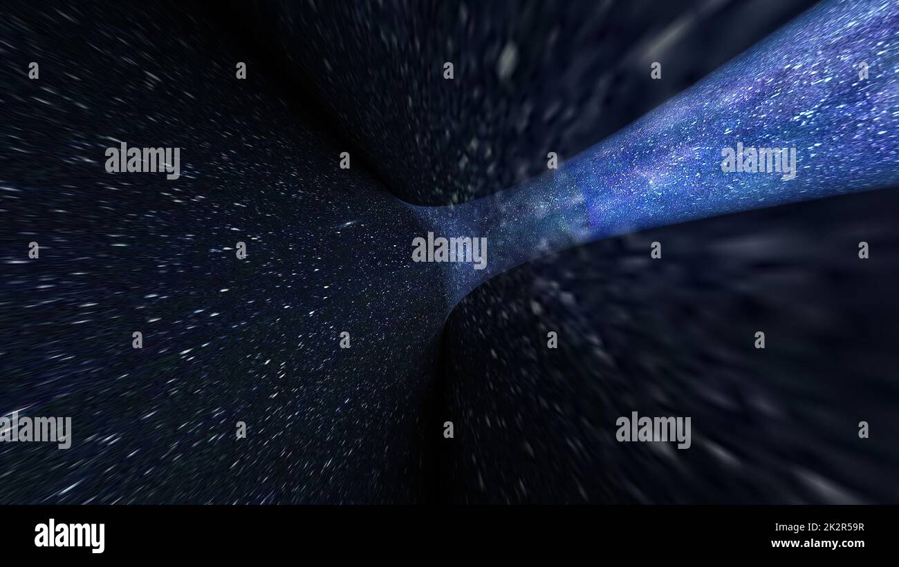 Tauchen Sie durch den schnellen Hyperwarp-Stars-Tunnel Stockfoto