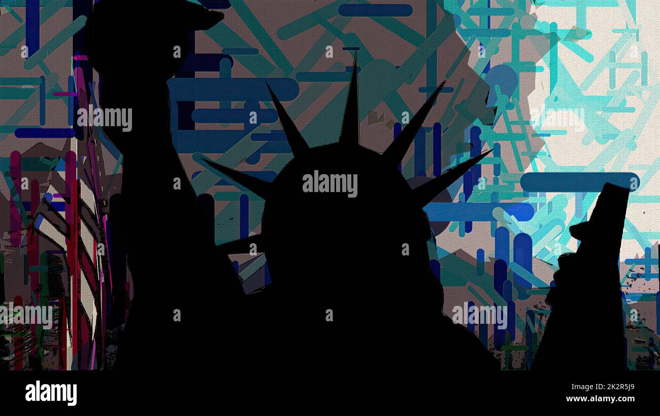 New York Freiheitsstatue in einem Pop-Art-Stil Layout Stockfoto