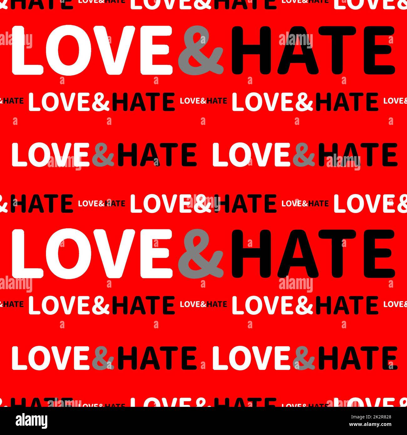 „Love and Hate“-Design-Muster Stockfoto