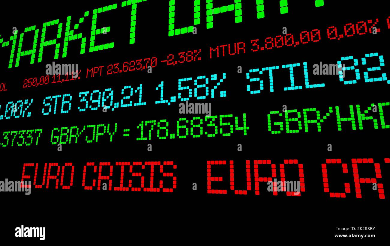 Euro-Krise-ticker Stockfoto