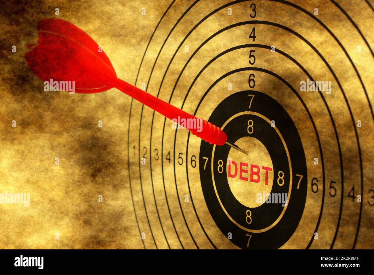 Ziel der Schulden auf Grunge Hintergrund Stockfoto