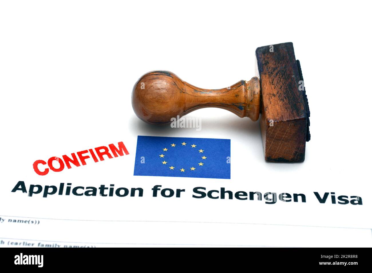Anwendung für Schengen-Visum Stockfoto