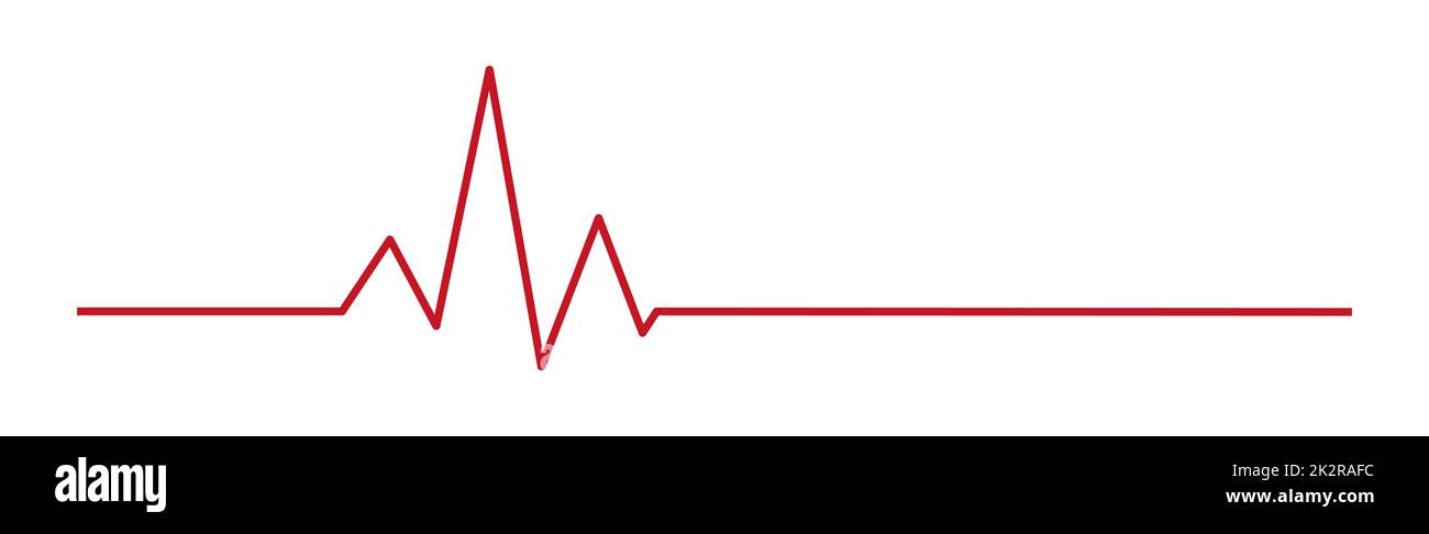 Herzpuls - gebogene rote Linie auf weißem Hintergrund - Vektor Stockfoto