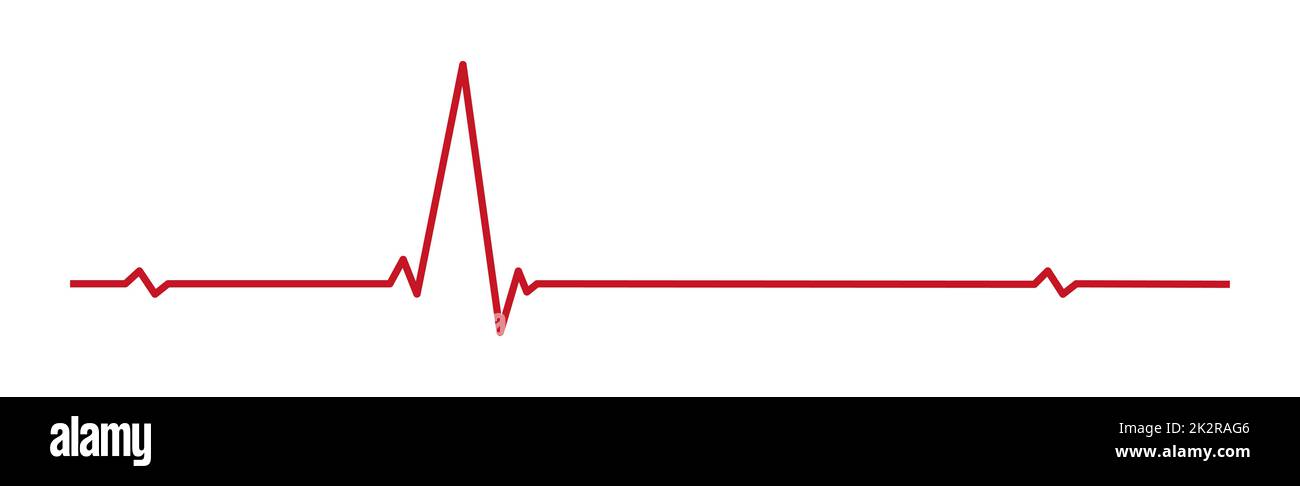 Herzpuls - gebogene rote Linie auf weißem Hintergrund - Vektor Stockfoto