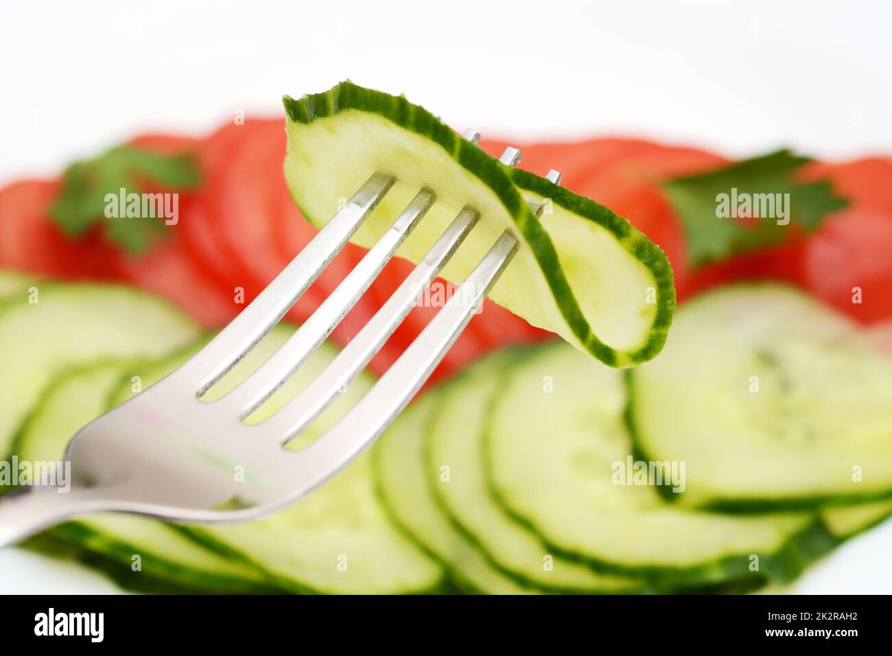 Tomaten und Gurken Salat Stockfoto