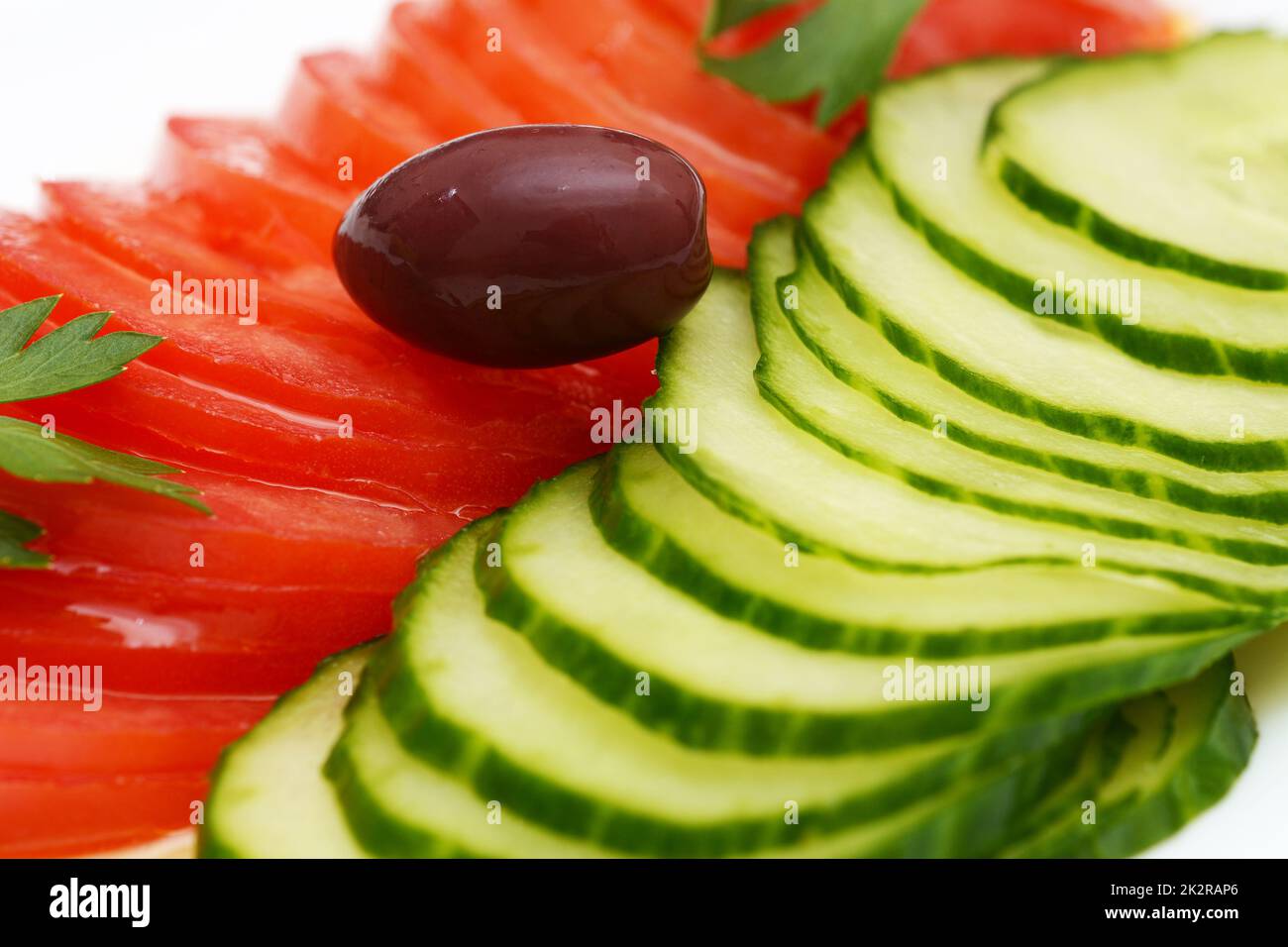 Tomaten und Gurken Salat Stockfoto