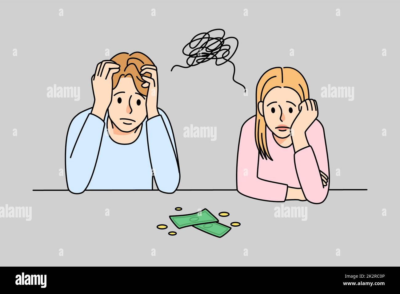 Unglückliche Familie aus Geldeinsparungen Stockfoto