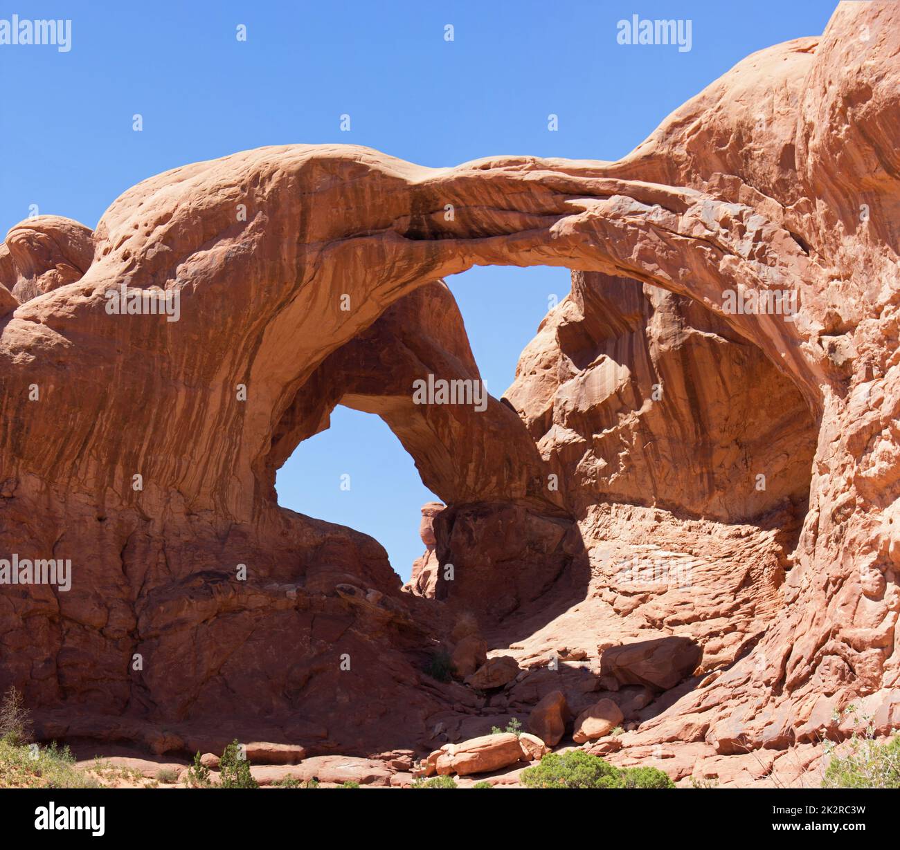 Double Arch im Arches-Nationalpark Utah America. Bemerkenswertes Wahrzeichen. Stockfoto