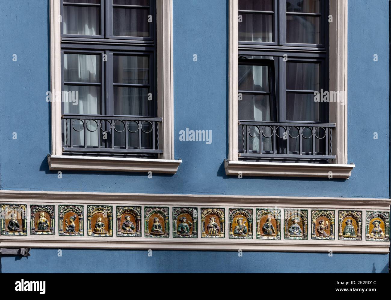 Die Fassade des restaurierten Patrizierhauses GdaÅ„sk in Long Lane Stockfoto