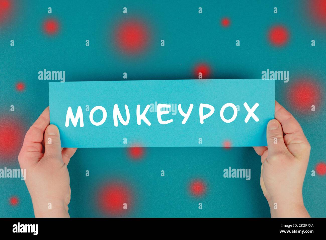 Das Wort Affen Pocken steht auf einem Papier, Ausbruch des MPXV-Virus, Infektionskrankheit verbreitet sich Stockfoto