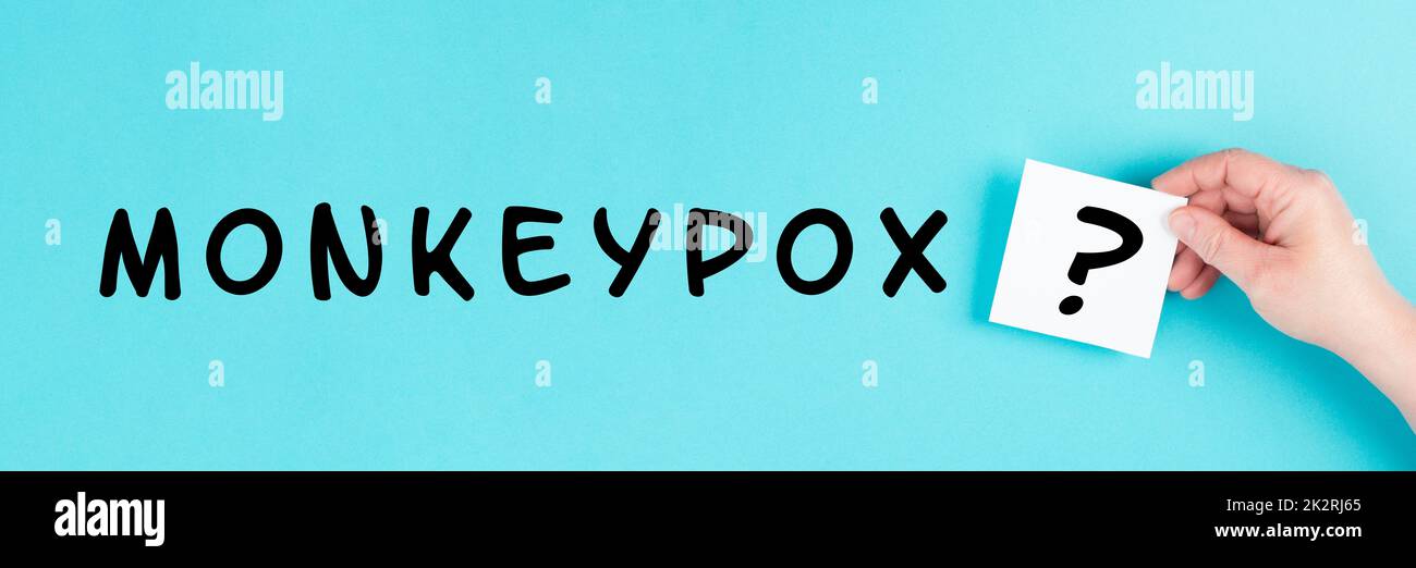 Das Wort Monkeypox steht auf einem Papier, Ausbruch des MPXV-Virus, Infektionskrankheit breitet sich aus Stockfoto