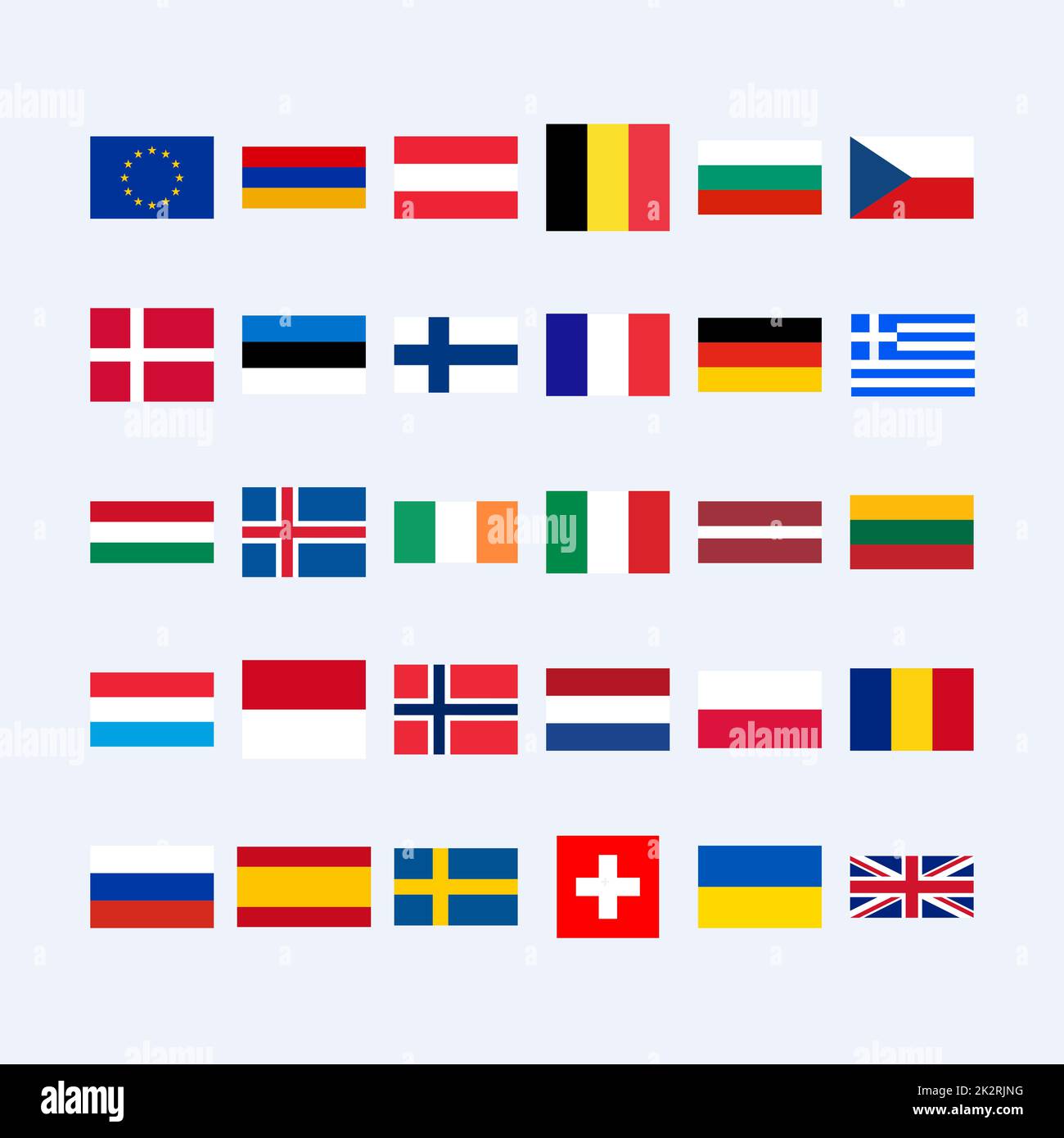 Einfache Flaggen Europas Stockfoto