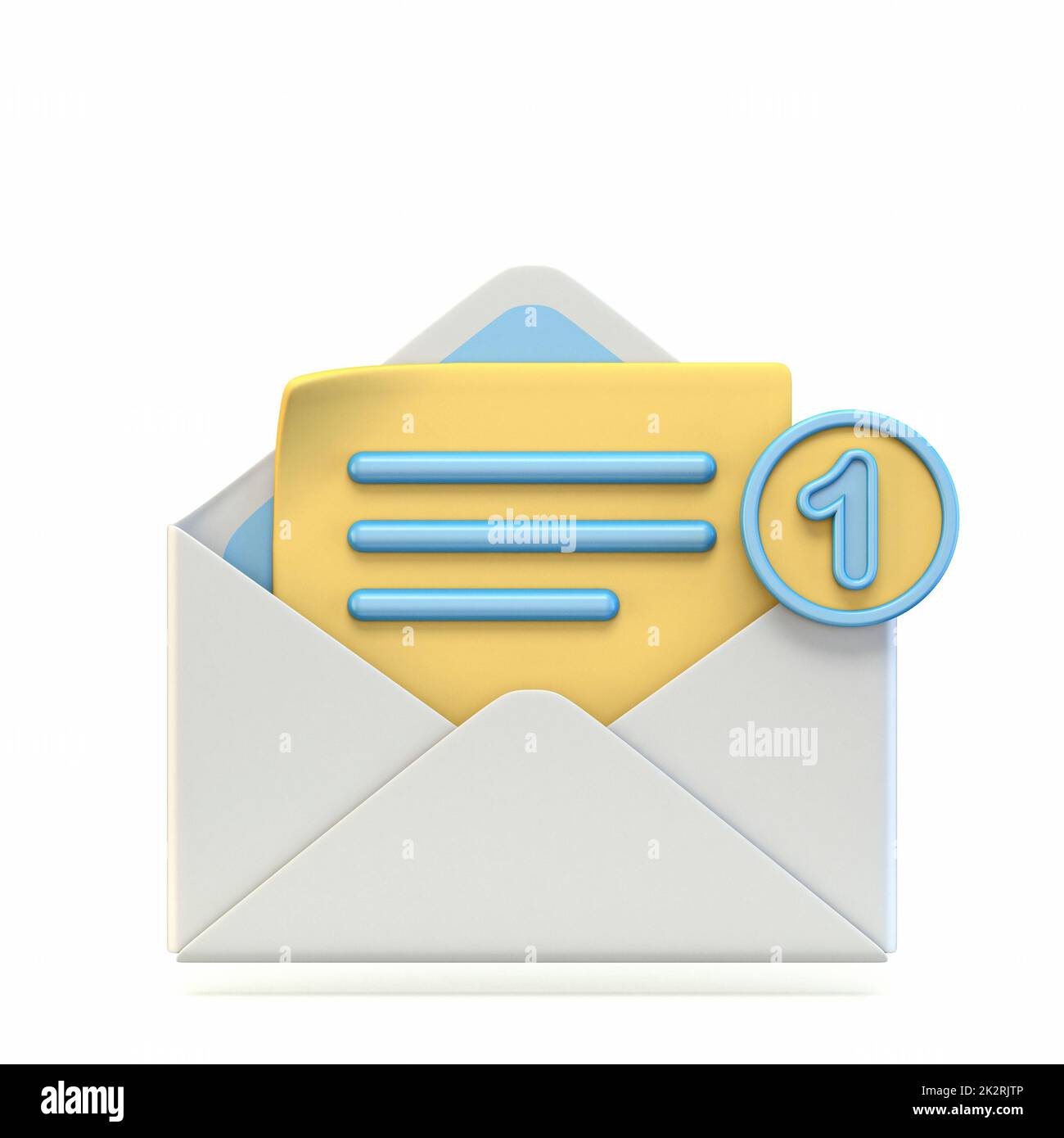 Mail-Symbol öffnet E-Mail mit Benachrichtigungsnummer Zeichen 3D Stockfoto