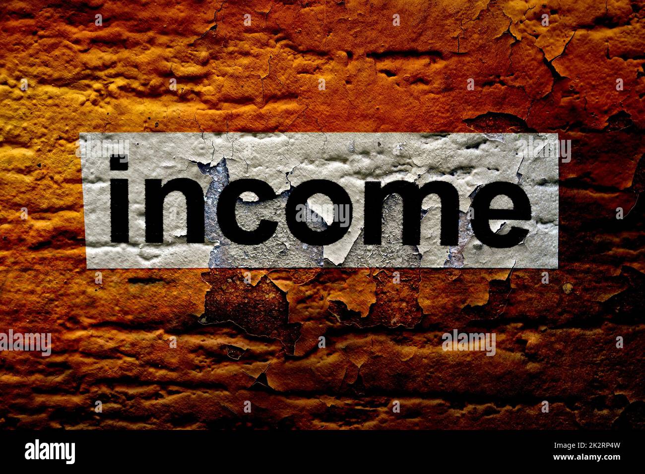 Einkommen-Text auf Grunge Hintergrund Stockfoto