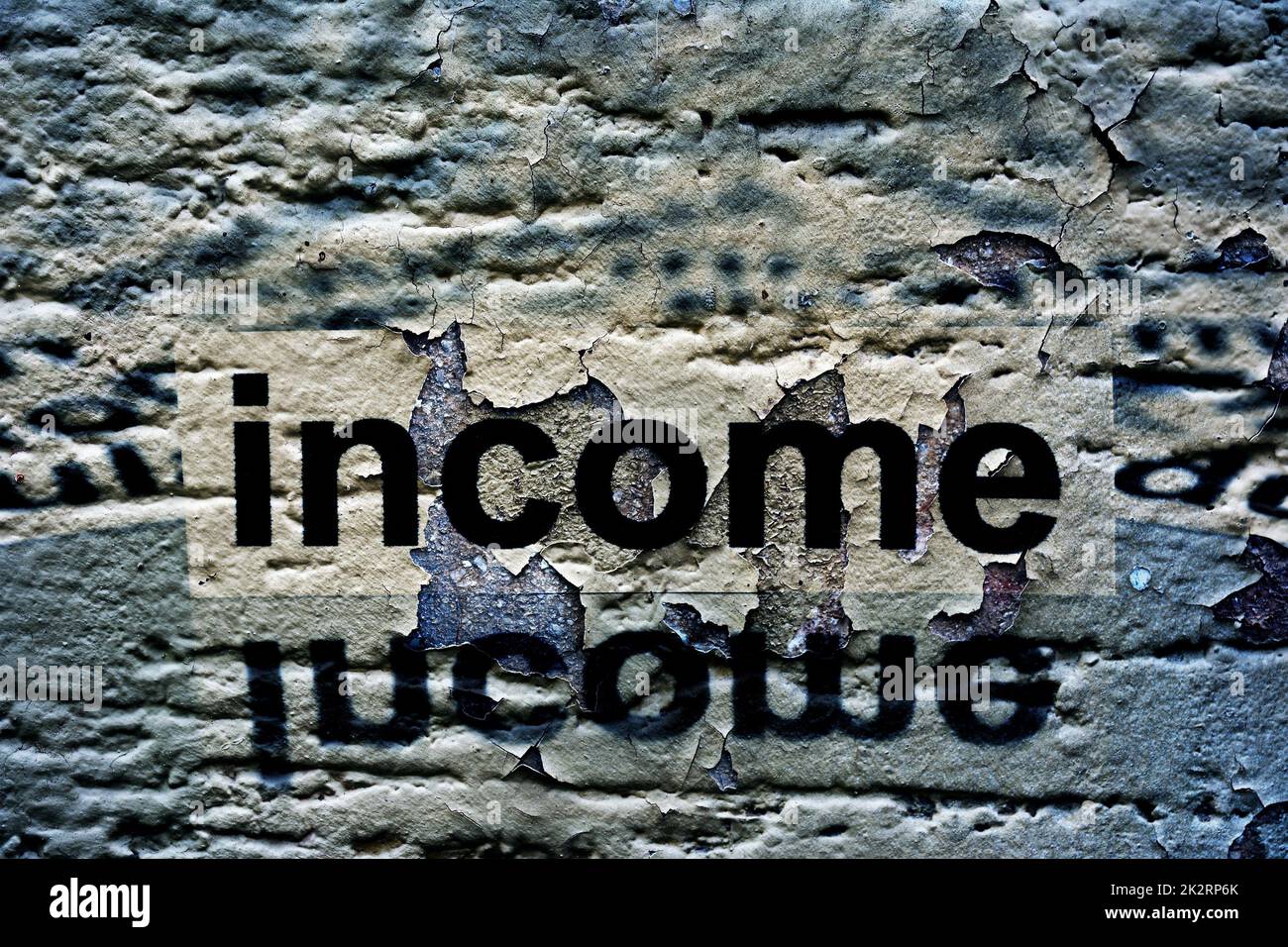 Einkommen-Text auf Grunge Hintergrund Stockfoto