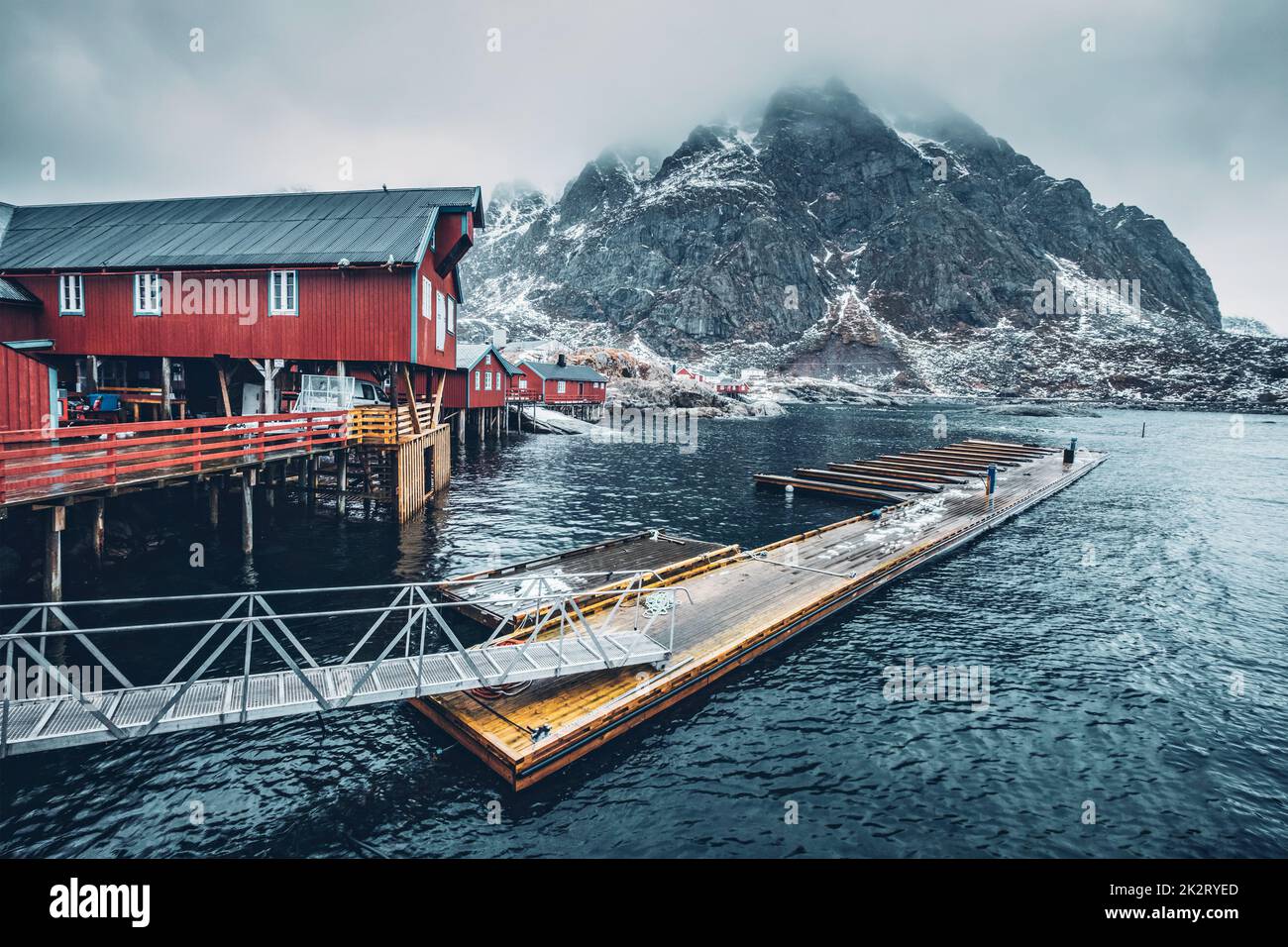 Ein Dorf auf den Lofoten Inseln, Norwegen Stockfoto