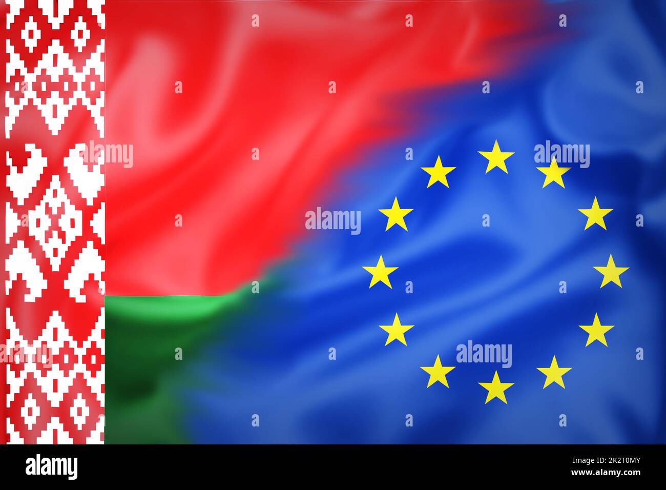 Weißrussische Flaggen und EU-Illustration Stockfoto