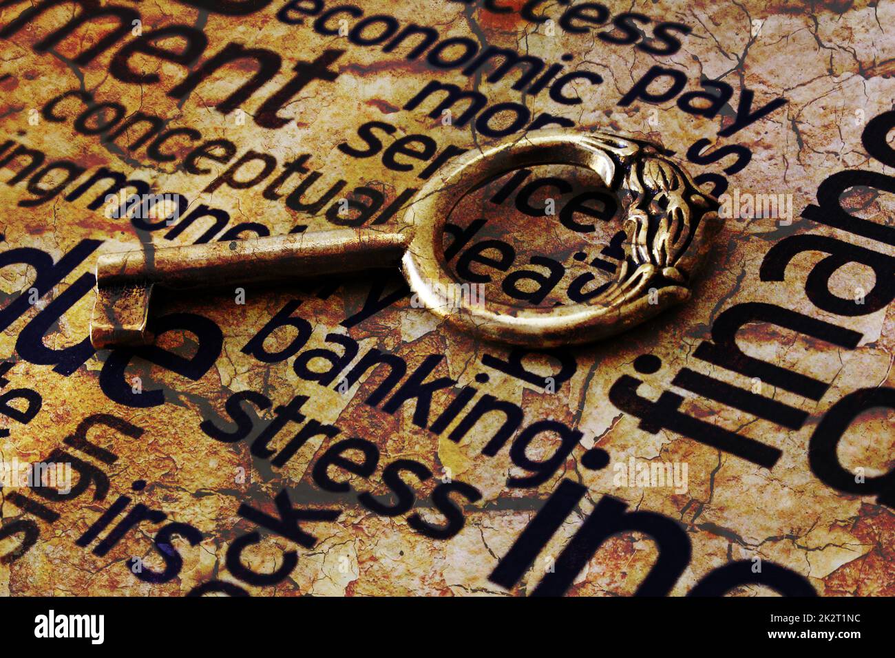 Goldene Schlüssel auf banking stress Stockfoto
