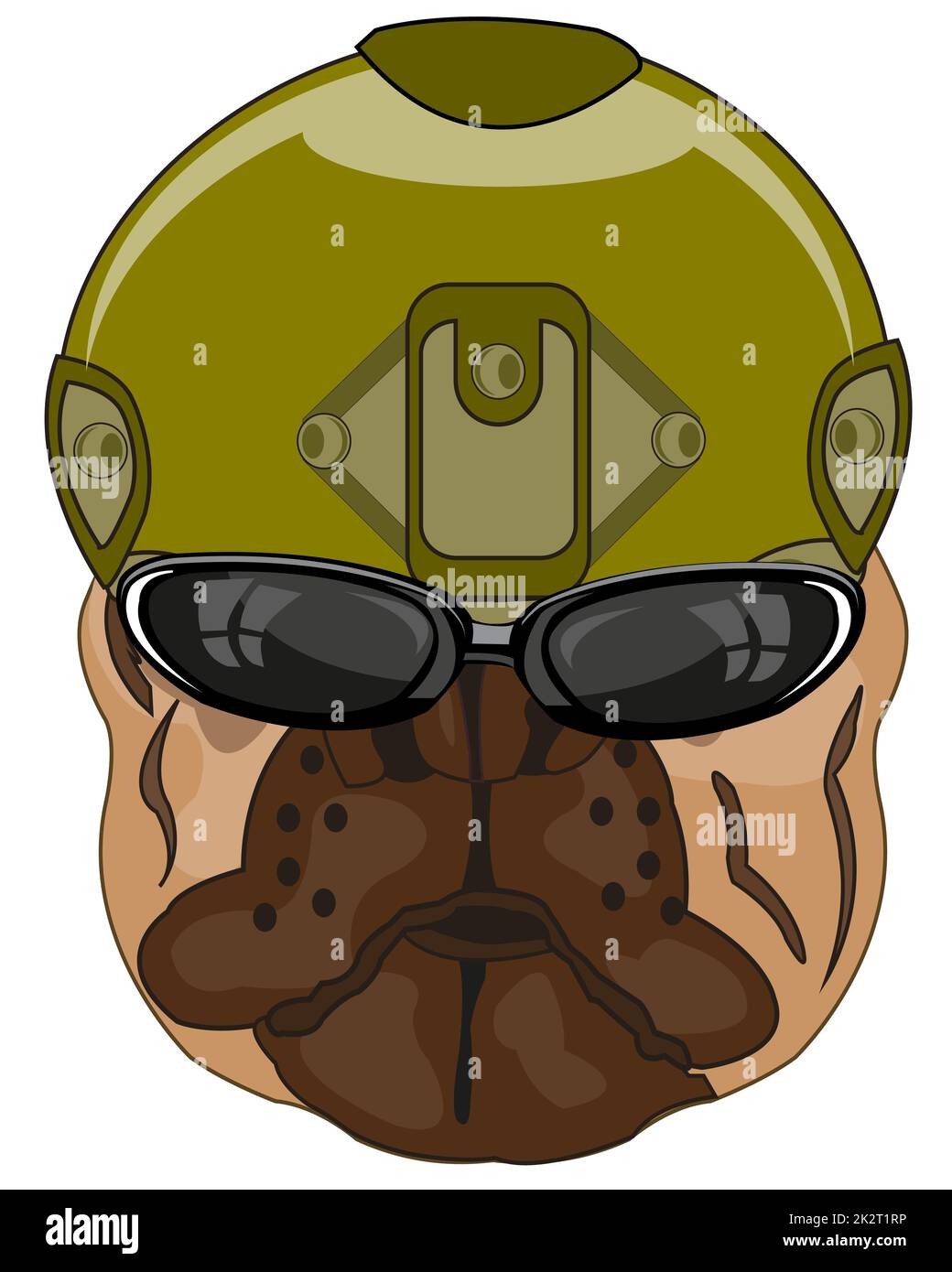 Tierhund in Militärtaktik, schickt Zeichentrickfilme Stockfoto