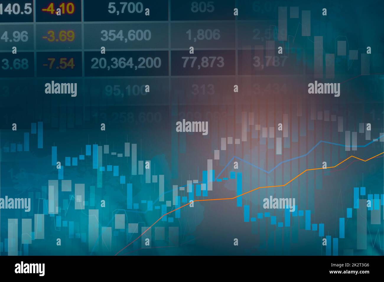 Aktienmarkt Investment Trading Finanz-, Münze und Ukraine Flagge oder Forex für die Gewinnfinanzierung Geschäft Trend Daten Hintergrund analysieren. Stockfoto