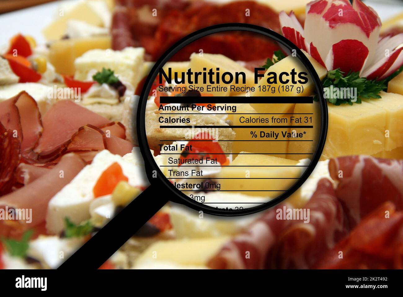 Nährwertangaben auf Lebensmitteln Stockfoto