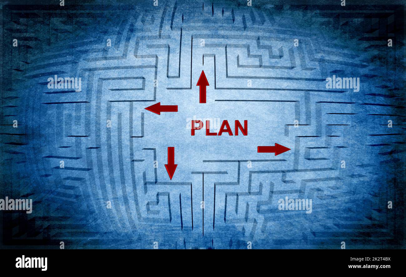 Plan-Labyrinth-Konzept Stockfoto