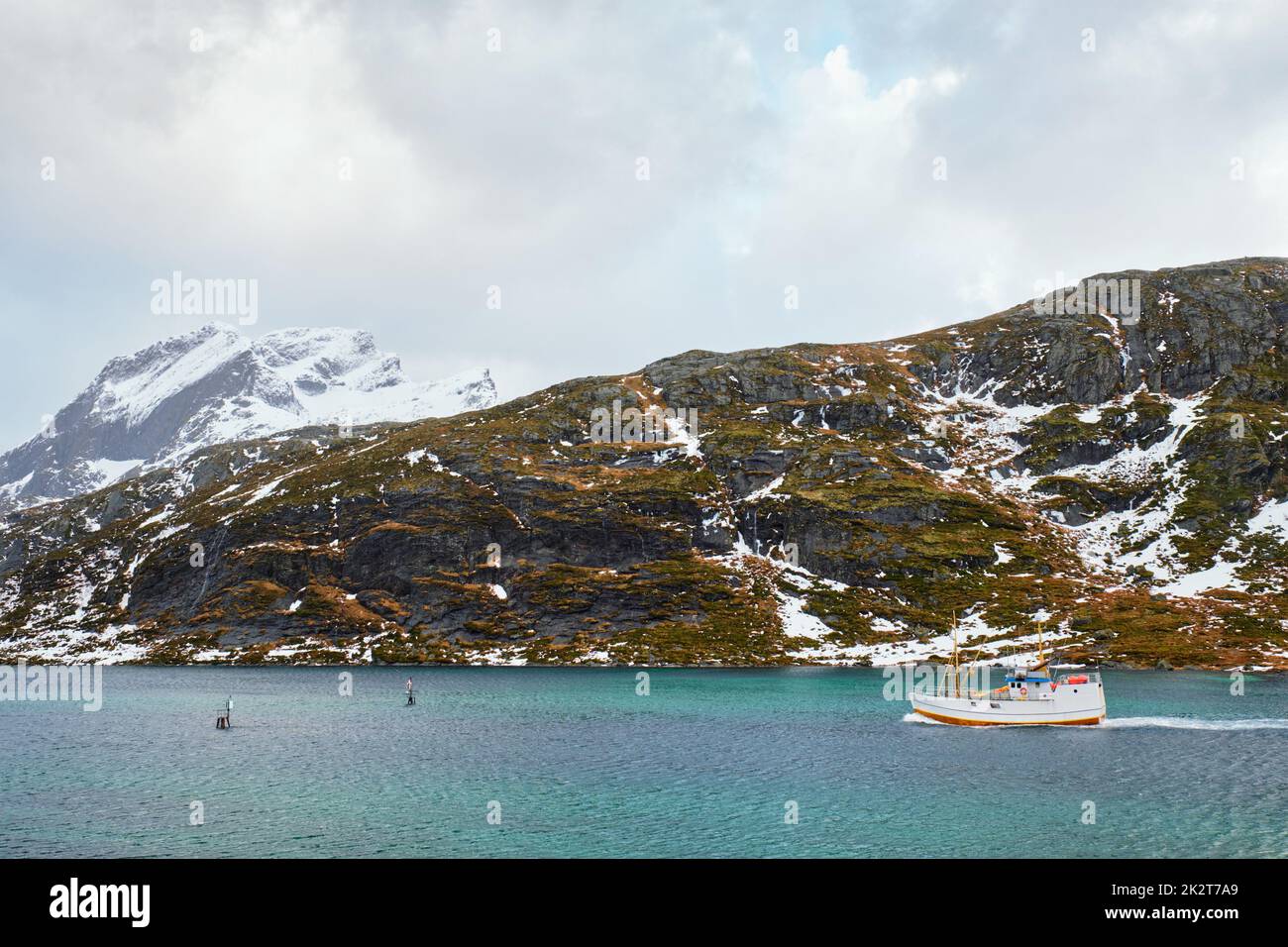 Angeln im Fjord in Norwegen Stockfoto