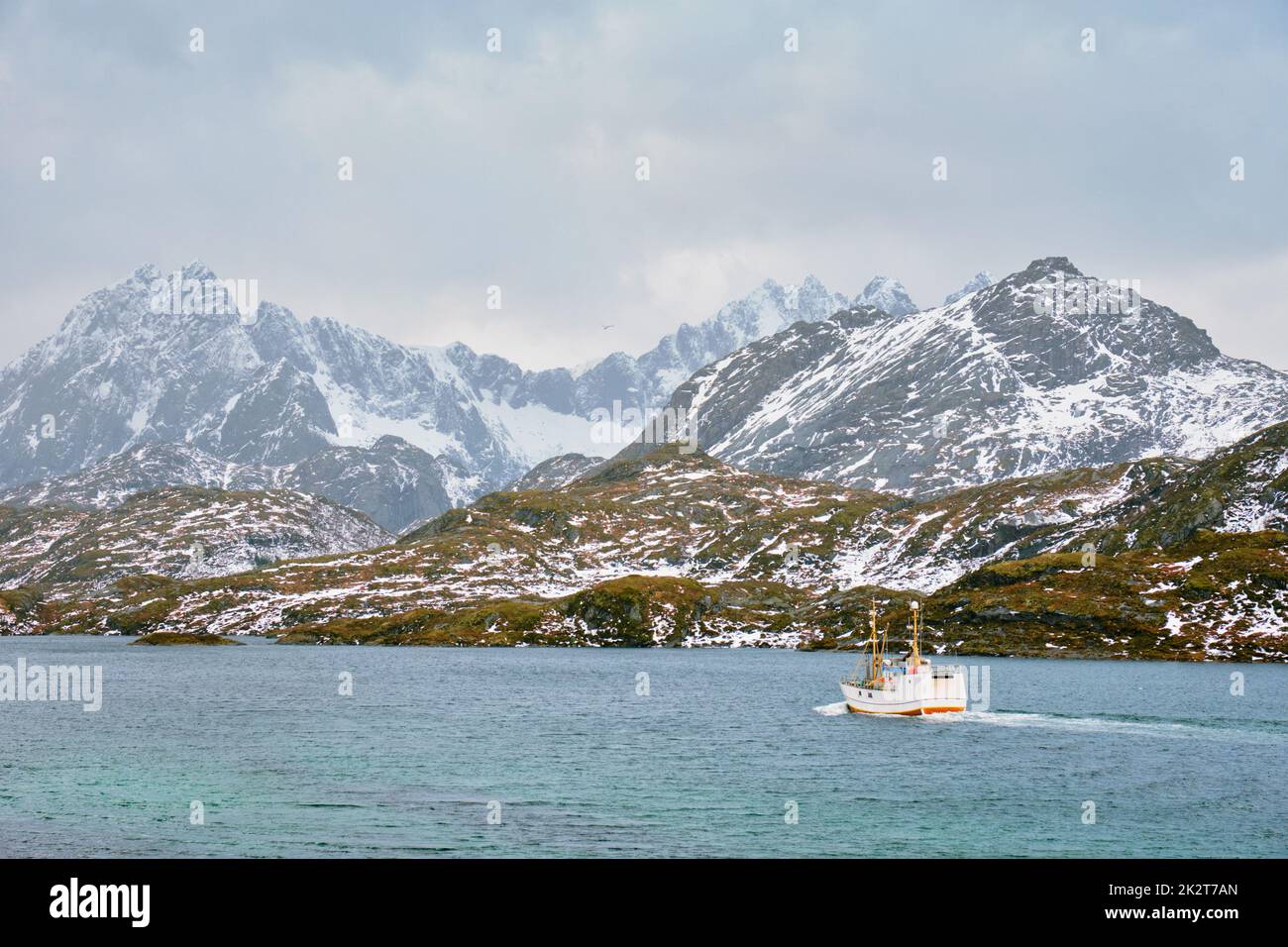 Angeln im Fjord in Norwegen Stockfoto