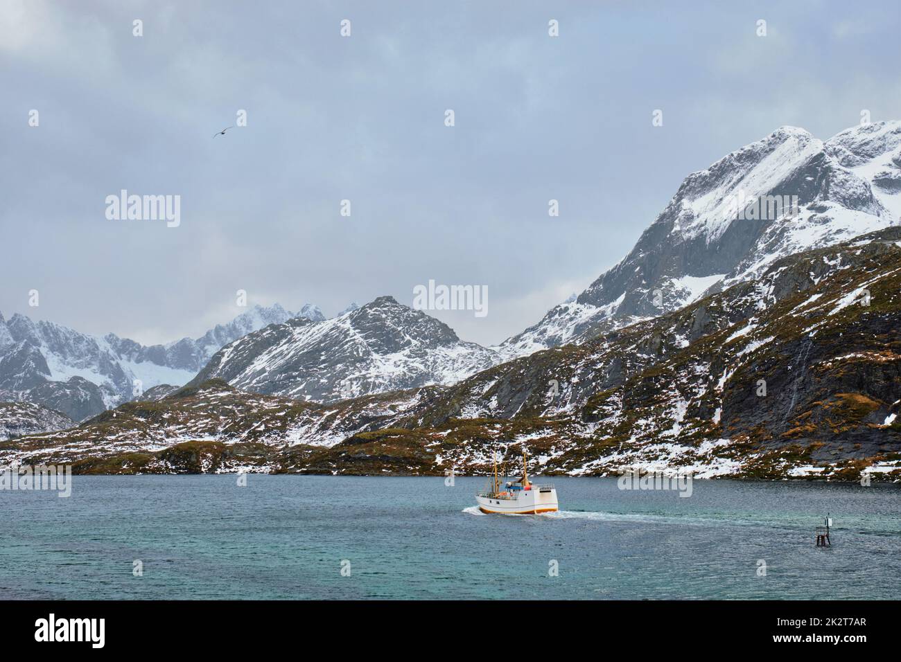 Angeln im Fjord in Norwegen Stockfoto