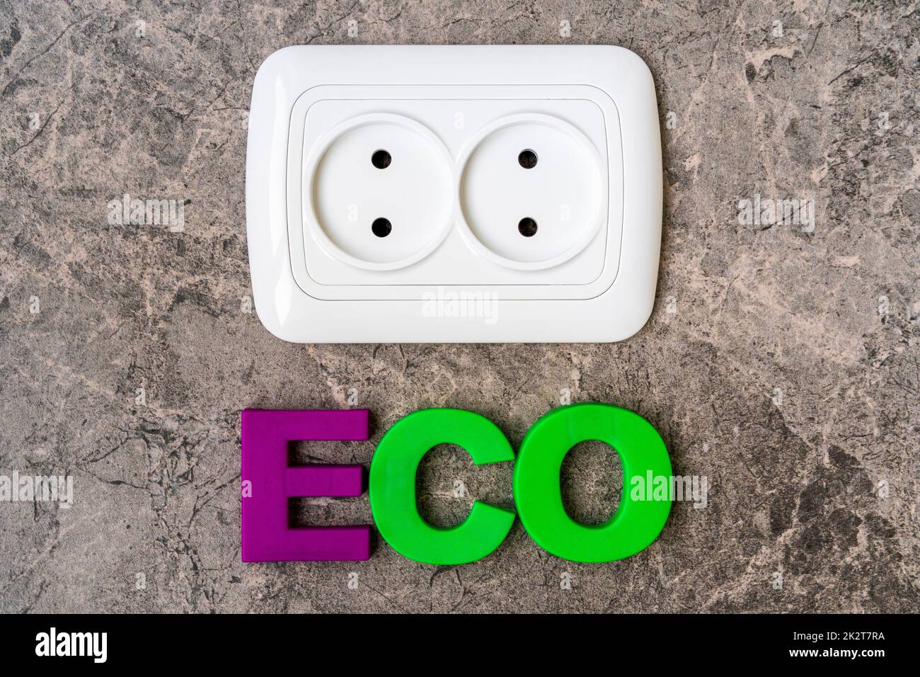 Steckdose mit dem Wort ECO Stockfoto