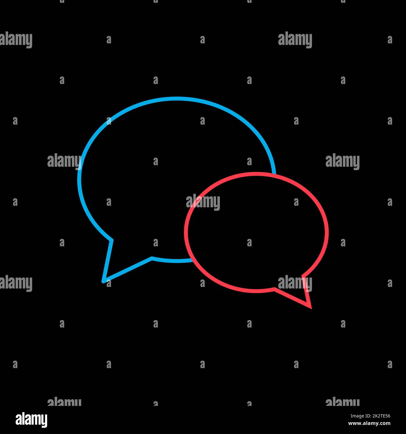 Vektorsymbol für Chat-Sprache isoliert auf Schwarz Stockfoto