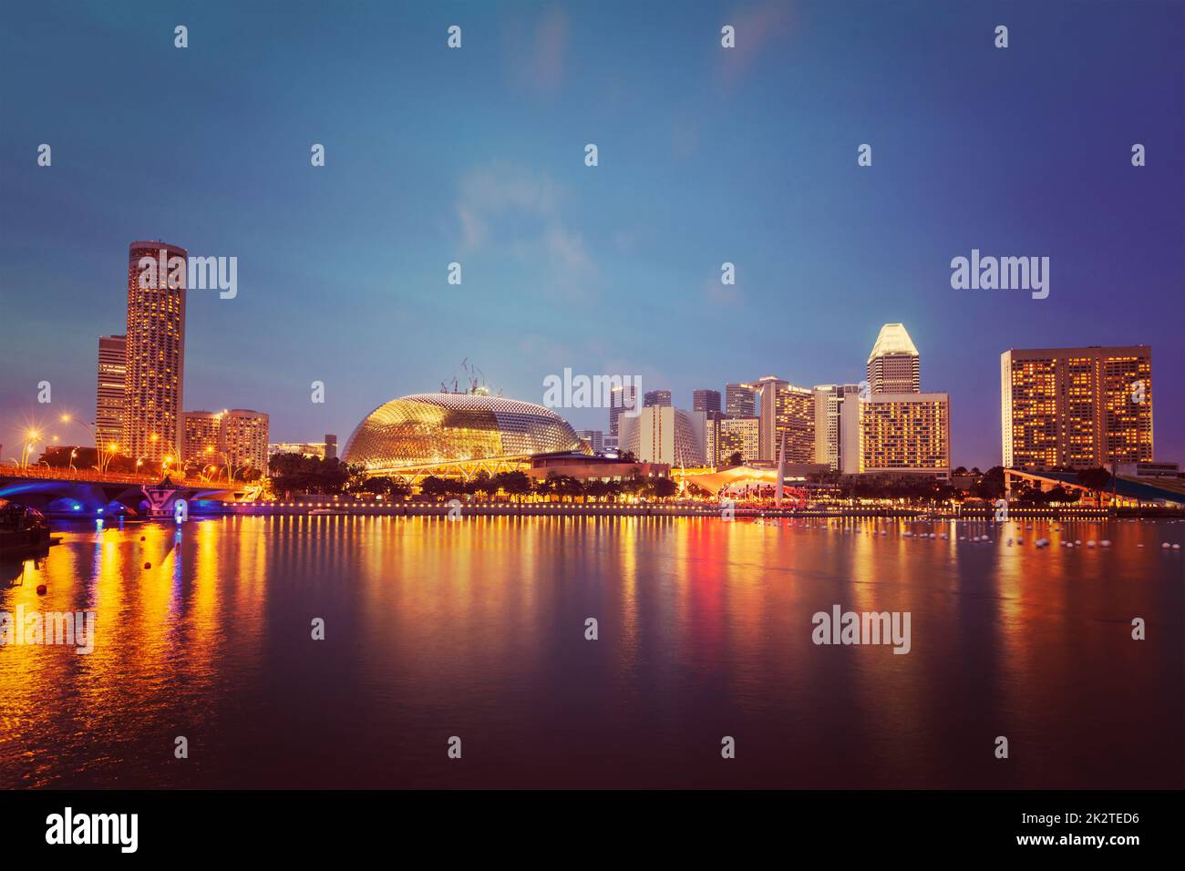Singapur Stadtbild Nacht Stockfoto