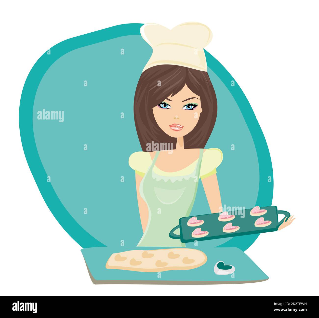 Schöne Dame Plätzchenbacken Stockfoto