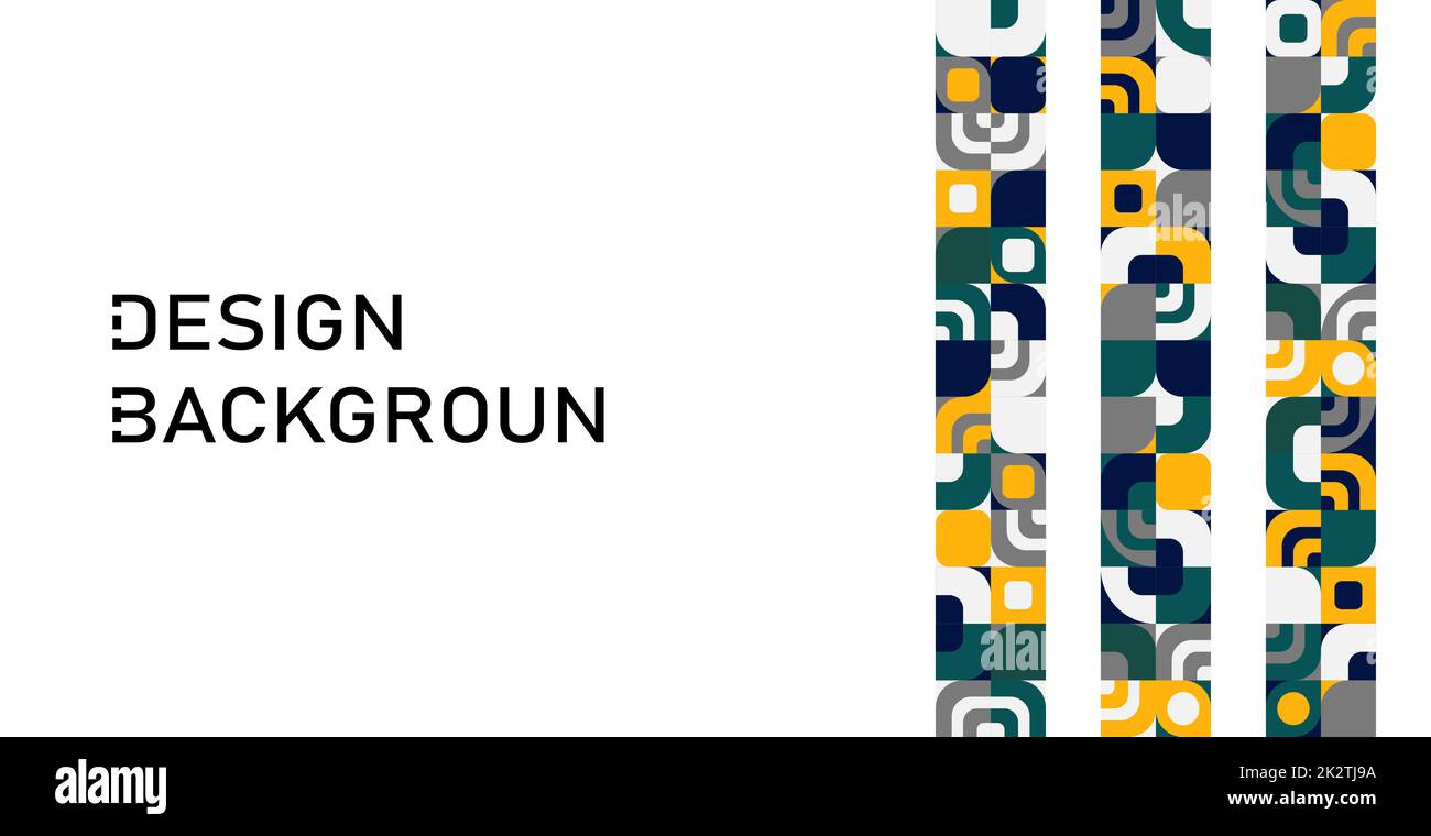 Panorama-Hintergrund abstrakte Formen Bauhaus Moderne geometrische Formen Dreiecke, Quadrat, Kreise Minimale Formen - Vektor Stockfoto