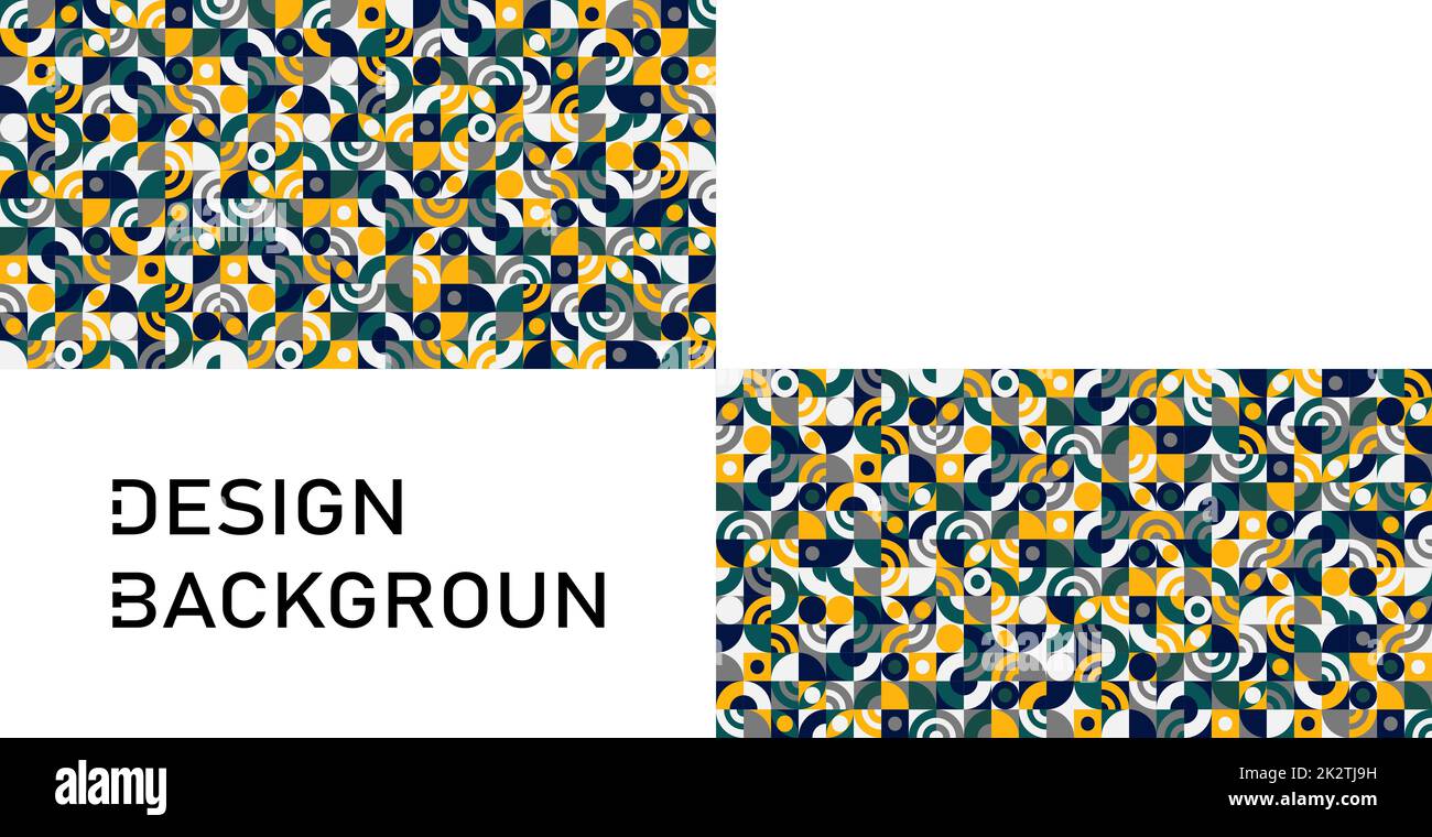 Panorama-Hintergrund abstrakte Formen Bauhaus Moderne geometrische Formen Dreiecke, Quadrat, Kreise Minimale Formen - Vektor Stockfoto