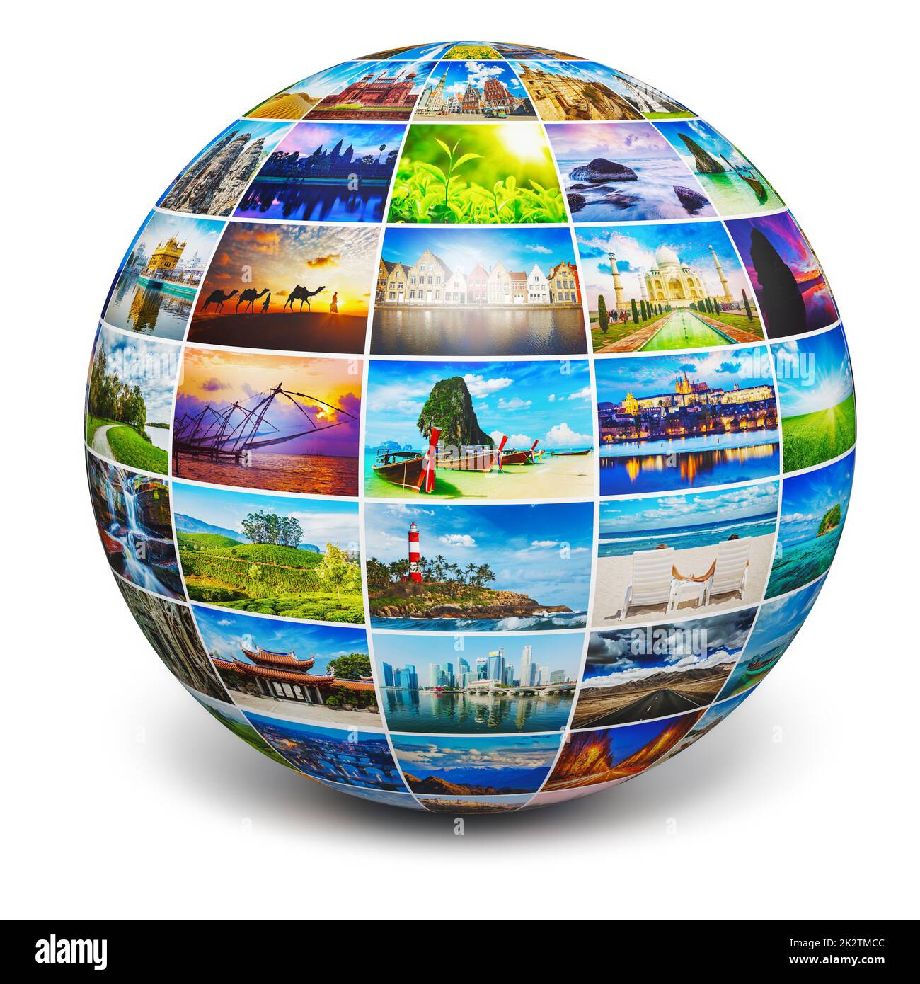 Globus mit Reisefotos Stockfoto