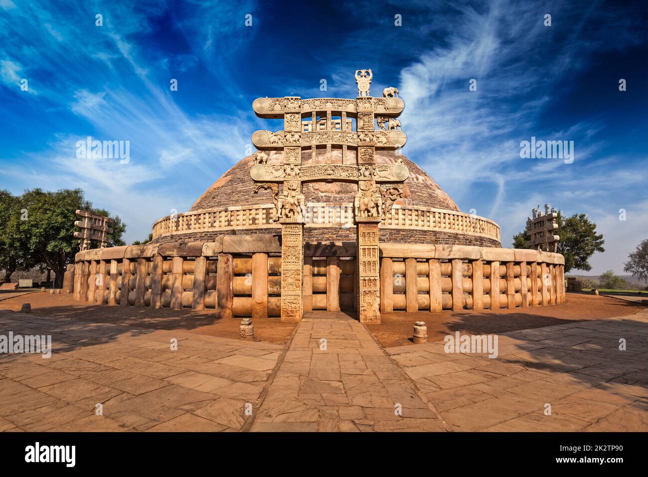 Große Stupa. Sanchi, Madhya Pradesh, Indien Stockfoto