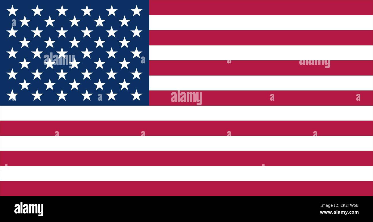 Vektordarstellung der amerikanischen Flagge. Nationale Flagge der Vereinigten Staaten von Amerika. Die Stars and Stripes. Das Sternenbanner. US-Flaggenlogo. 4. Juli Hintergrund. Nationales Symbol und Fähnrich. Stockfoto