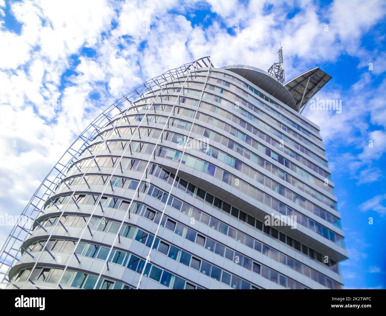 Stadtbild Küste und Deich Panorama Bremerhaven Deutschland. Stockfoto