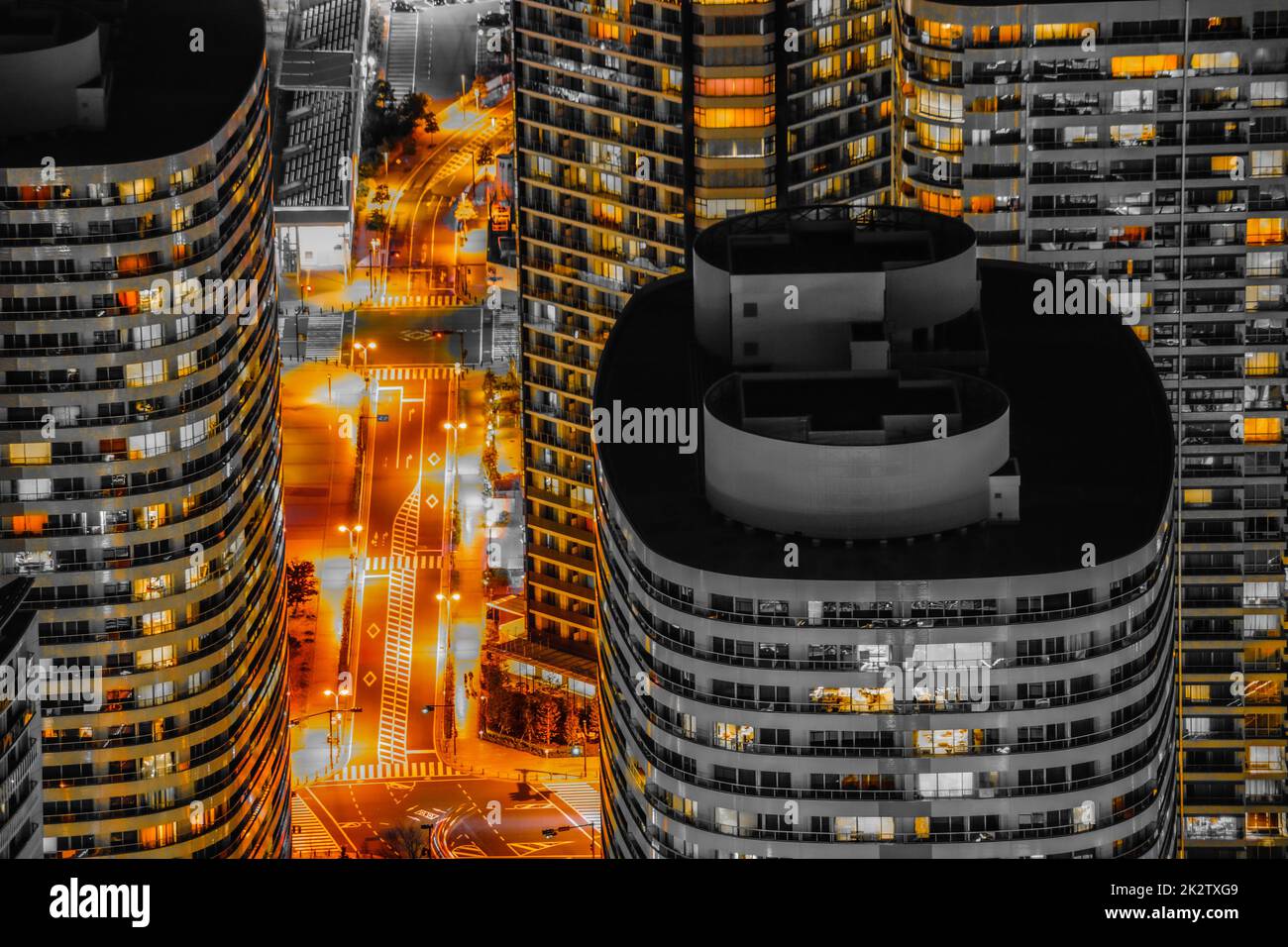 Yokohama Nachtansicht (einfarbige Verarbeitung: Orange Farbe) Stockfoto Yokohama Nachtansicht (einfarbige Verarbeitung: Orange Farbe) Stockfoto