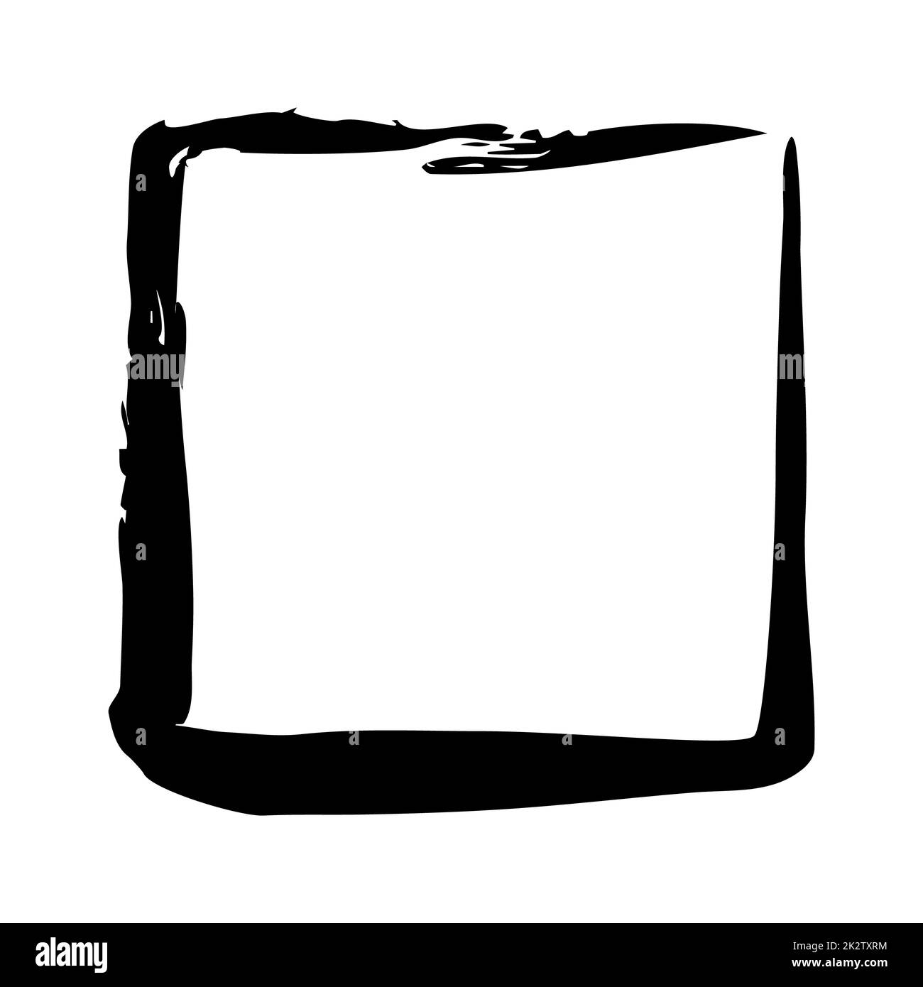 Quadratischer Rahmen, handbemalt mit schwarzer Tintenbürste Stockfoto