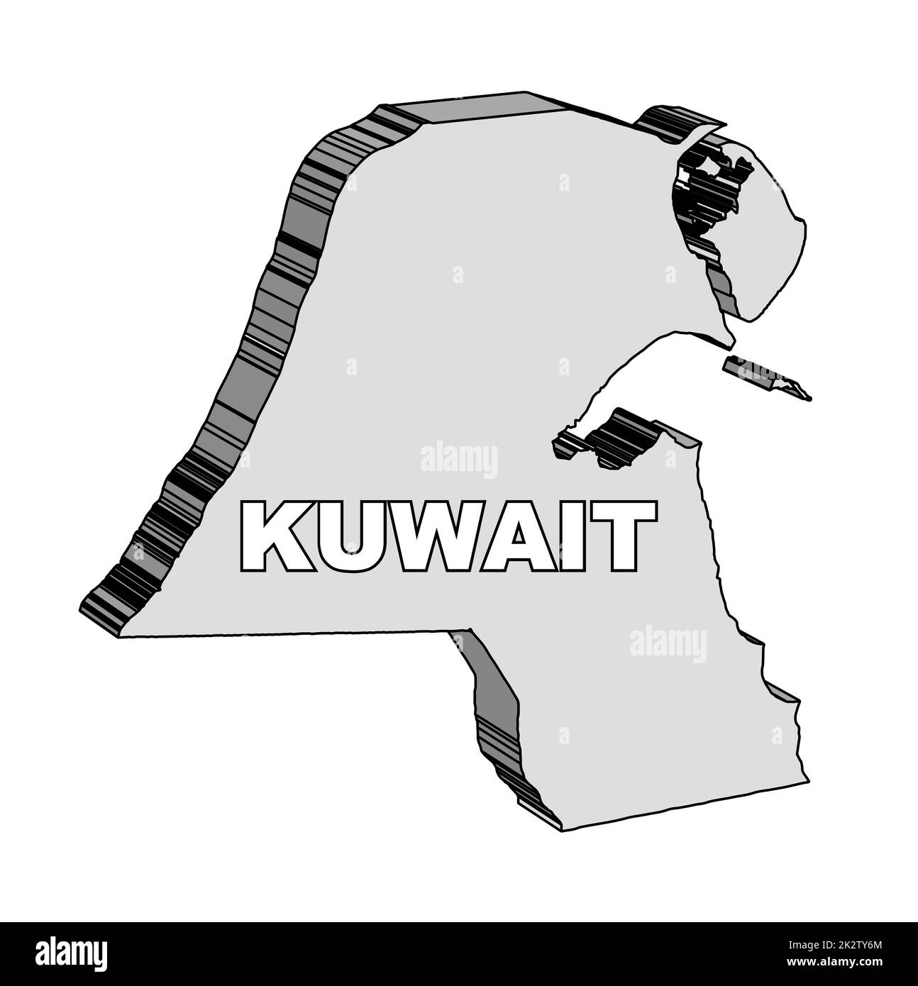 Umriss 3D Karte von Kuwait Stockfoto