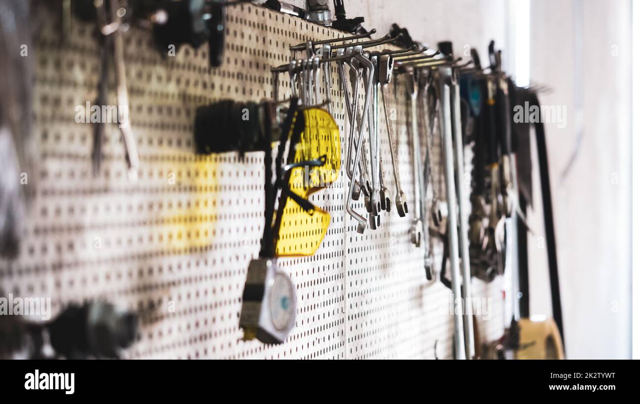 Sortiment Kit von Werkzeugen in der mechanischen Garage Auto-Service Stockfoto