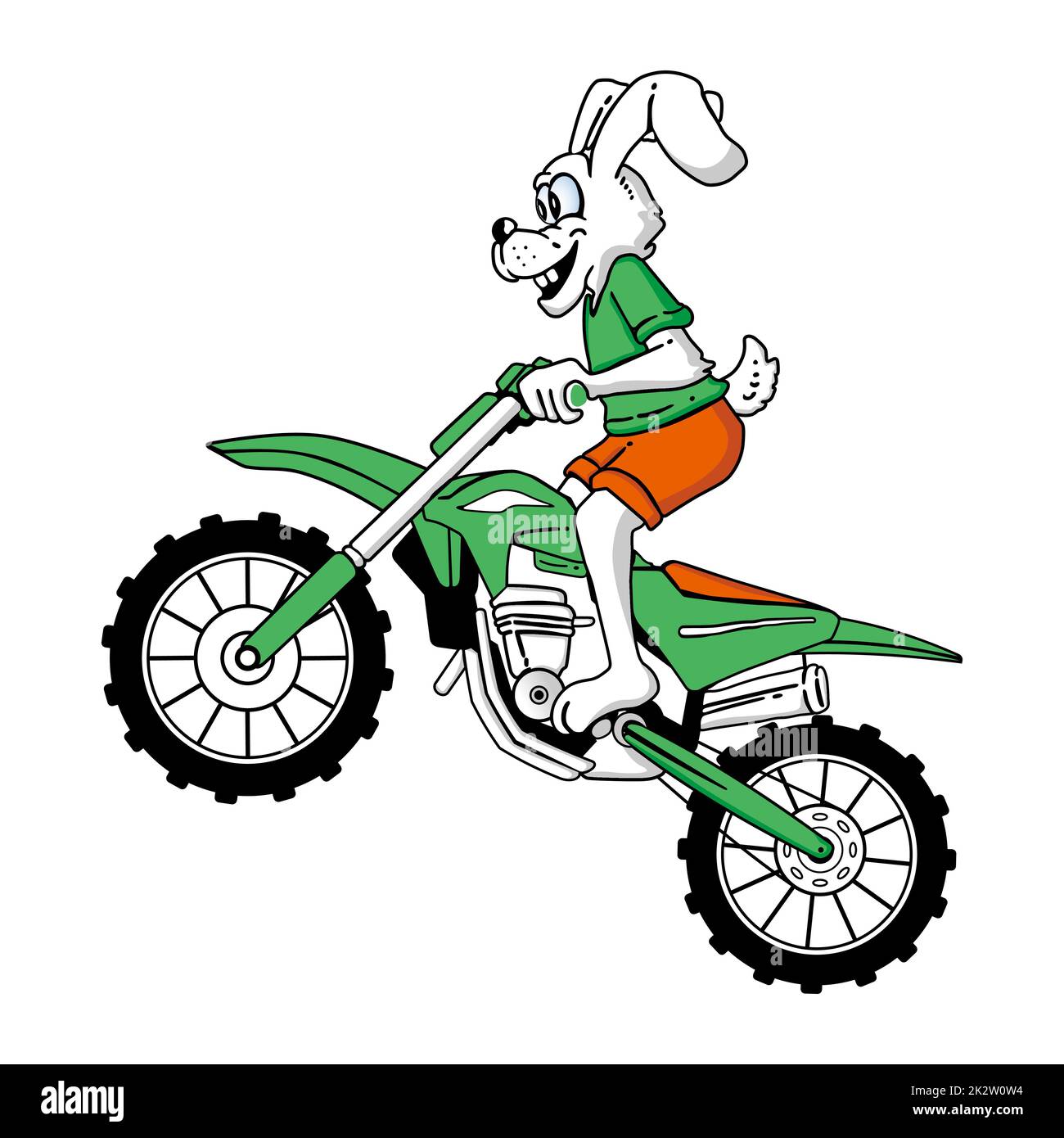 Eine grafische Darstellung eines Hasen, der auf einem Motorrad auf einem  weißen Hintergrund fährt Stock-Vektorgrafik - Alamy